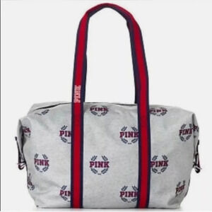 Victoria's Secret PINK Campus Logo gray duffel bag large euc